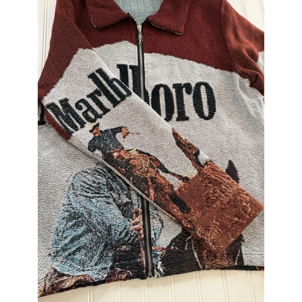 RDM Clothing Marlboro Tapestry Jacket Mens M Cowboy Rodeo Woven Full Zip - Picture 5 of 10